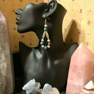🌹NWT Navajo pearl & turquoise/pyrite matrix beads